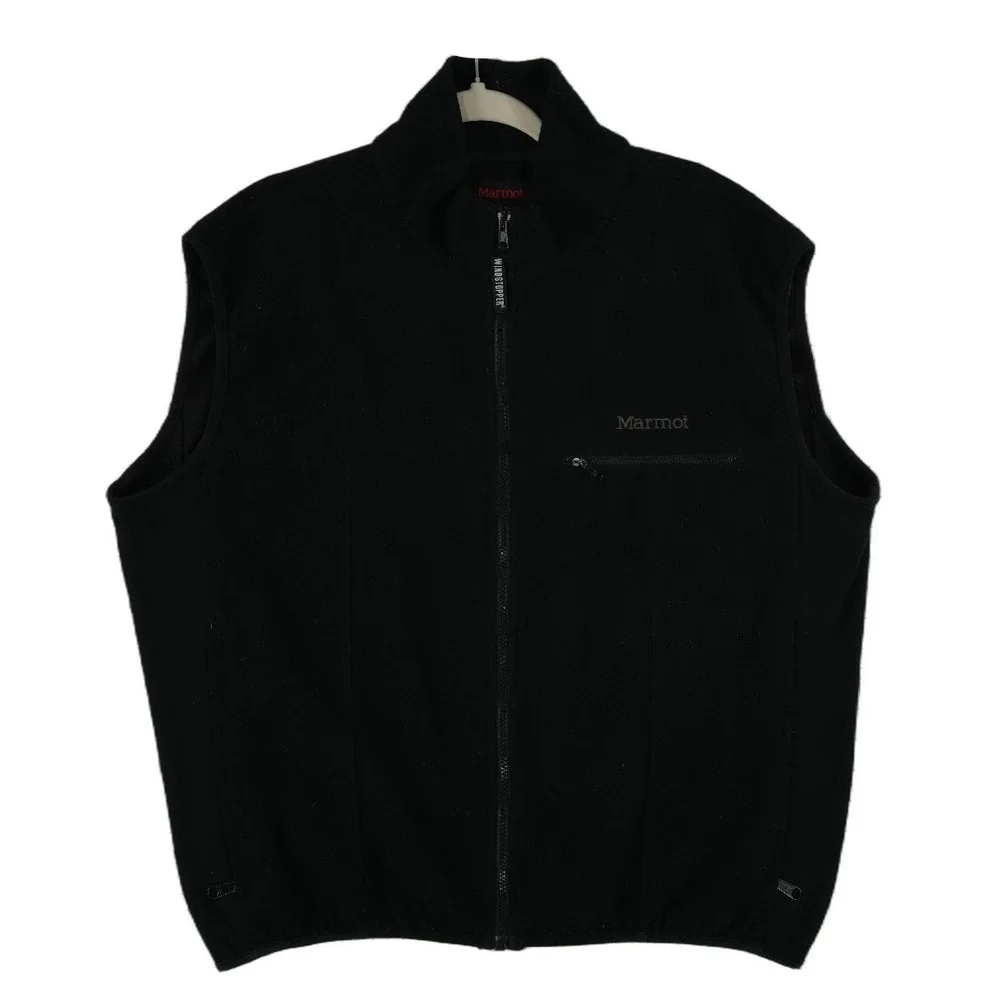 Marmot Windstopper Fleece Vest Mens Size XL Black Full Zip Gorpcore Front Pocket
